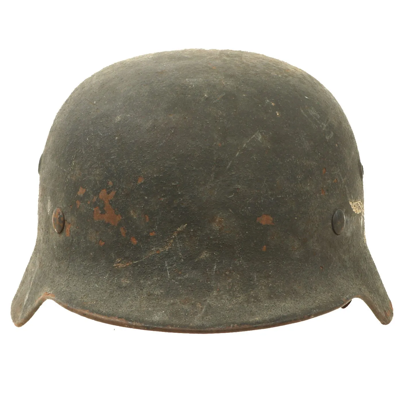 Original German WWII Service Worn M40 Single Decal Luftwaffe Helmet with Textured Paint - SE66