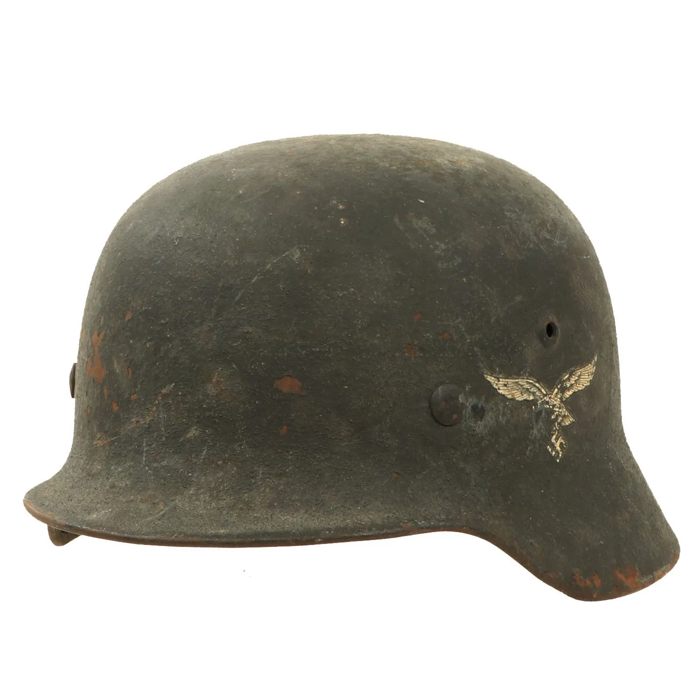 Original German WWII Service Worn M40 Single Decal Luftwaffe Helmet with Textured Paint - SE66