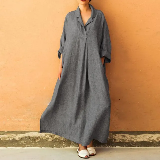 Oversized Maxi Shirt Dress