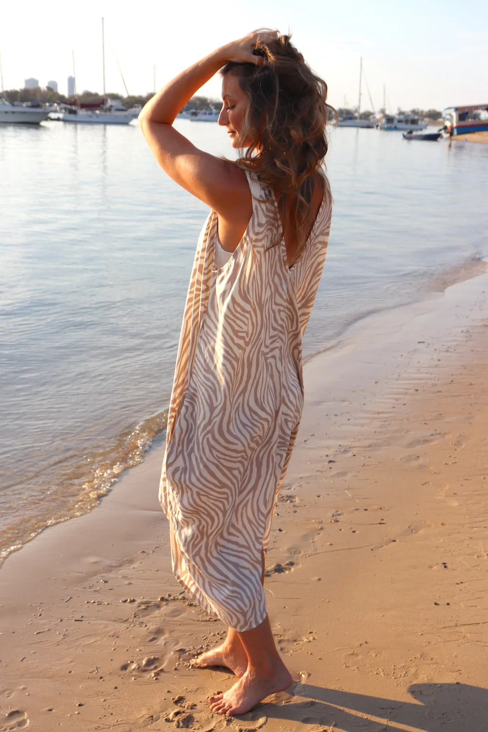 Palm Cove Dress Zebra Taupe