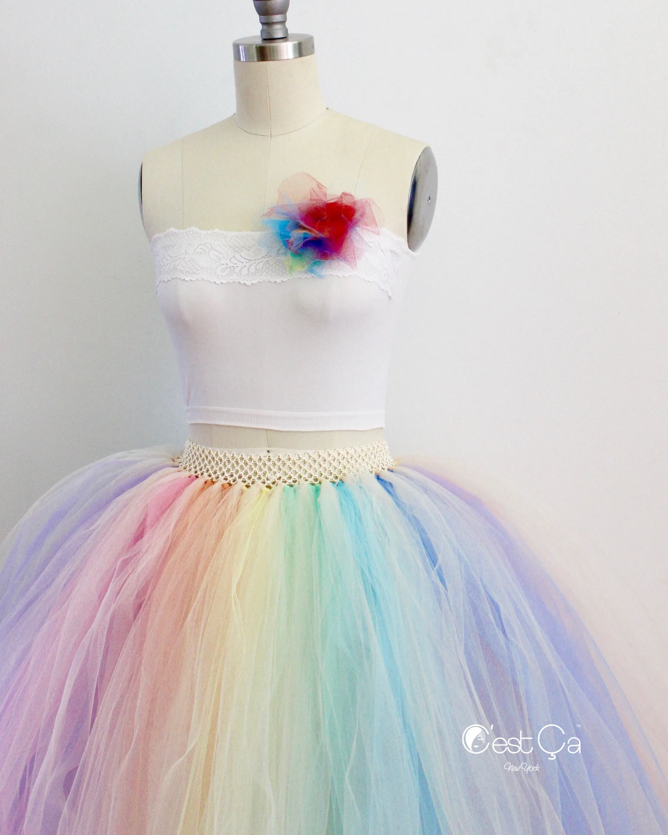 Pastel Rainbow Maxi Tulle Skirt