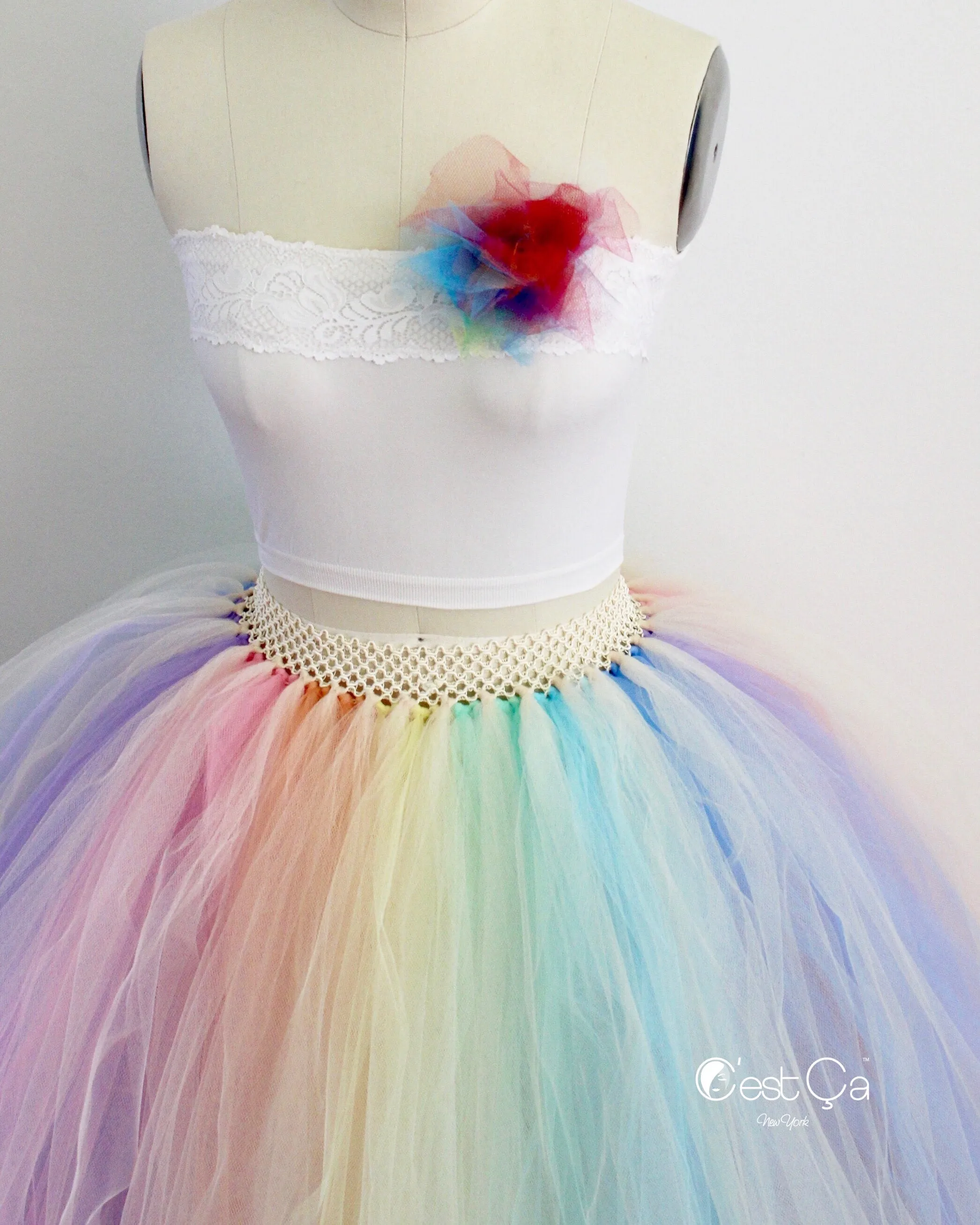 Pastel Rainbow Maxi Tulle Skirt