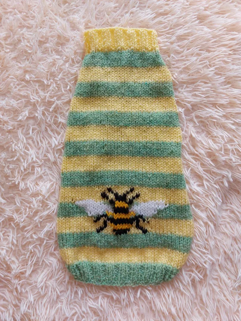 Pet Clothes with Bee - Dog Sweater Striped Bee -Bee jumper halloween for pets- bee hoodie for dogs, bee clothes for dachshund