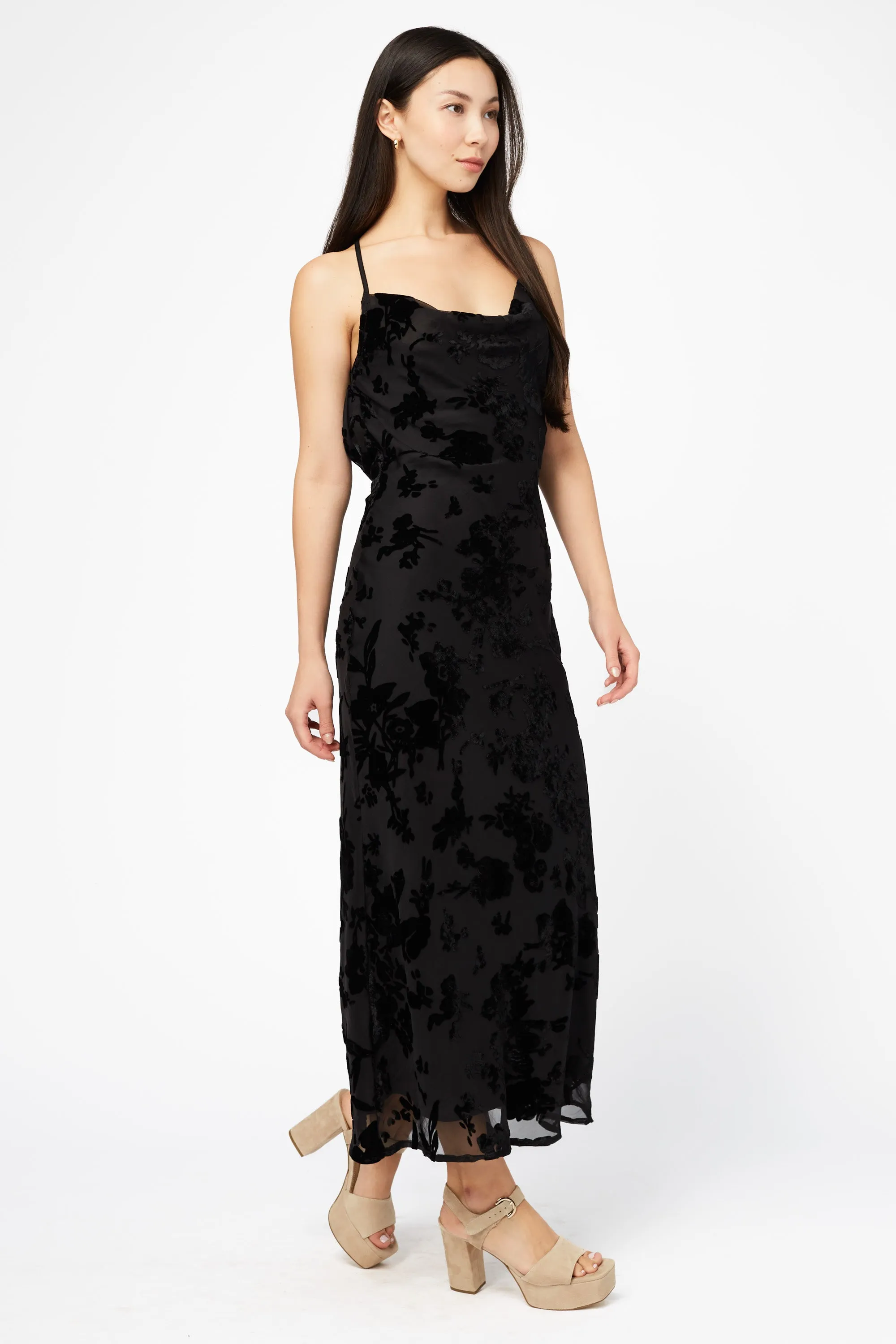 Peyton Floral Burnout Velvet Maxi Dress