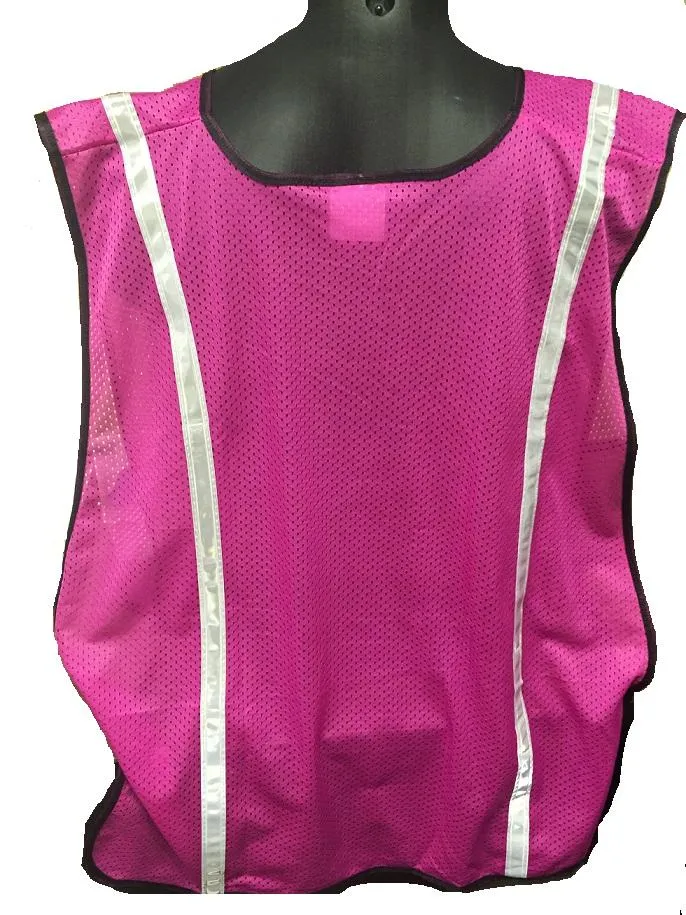 Pink Safety Vest with 3/4" Reflective Silver Striping