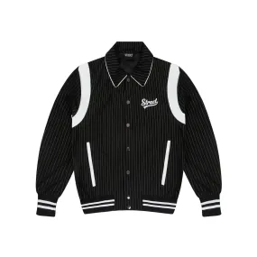 PINSTRIPE SUITING BOMBER JACKET