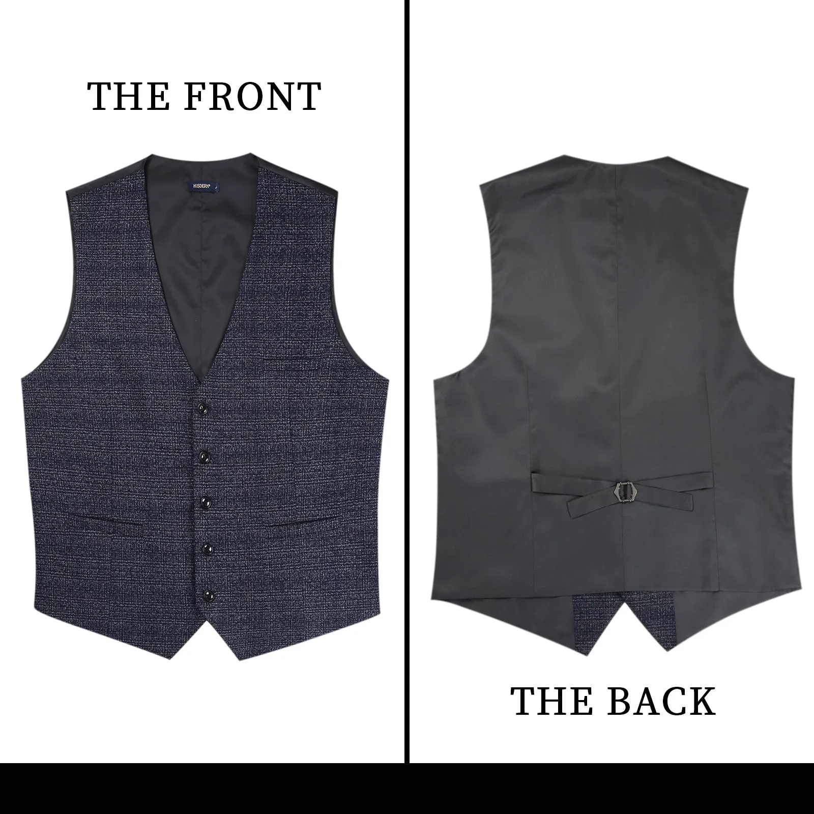 Plaid Slim Suit Vest - NAVY BLUE