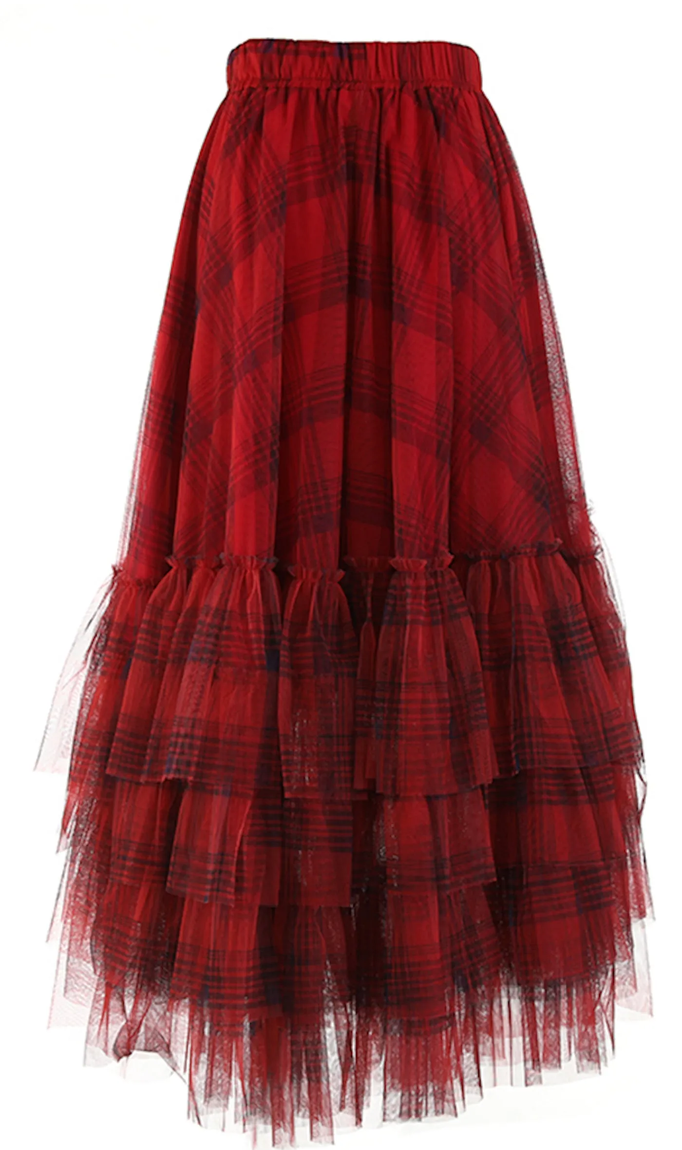 Plaid Tulle Statement Skirt