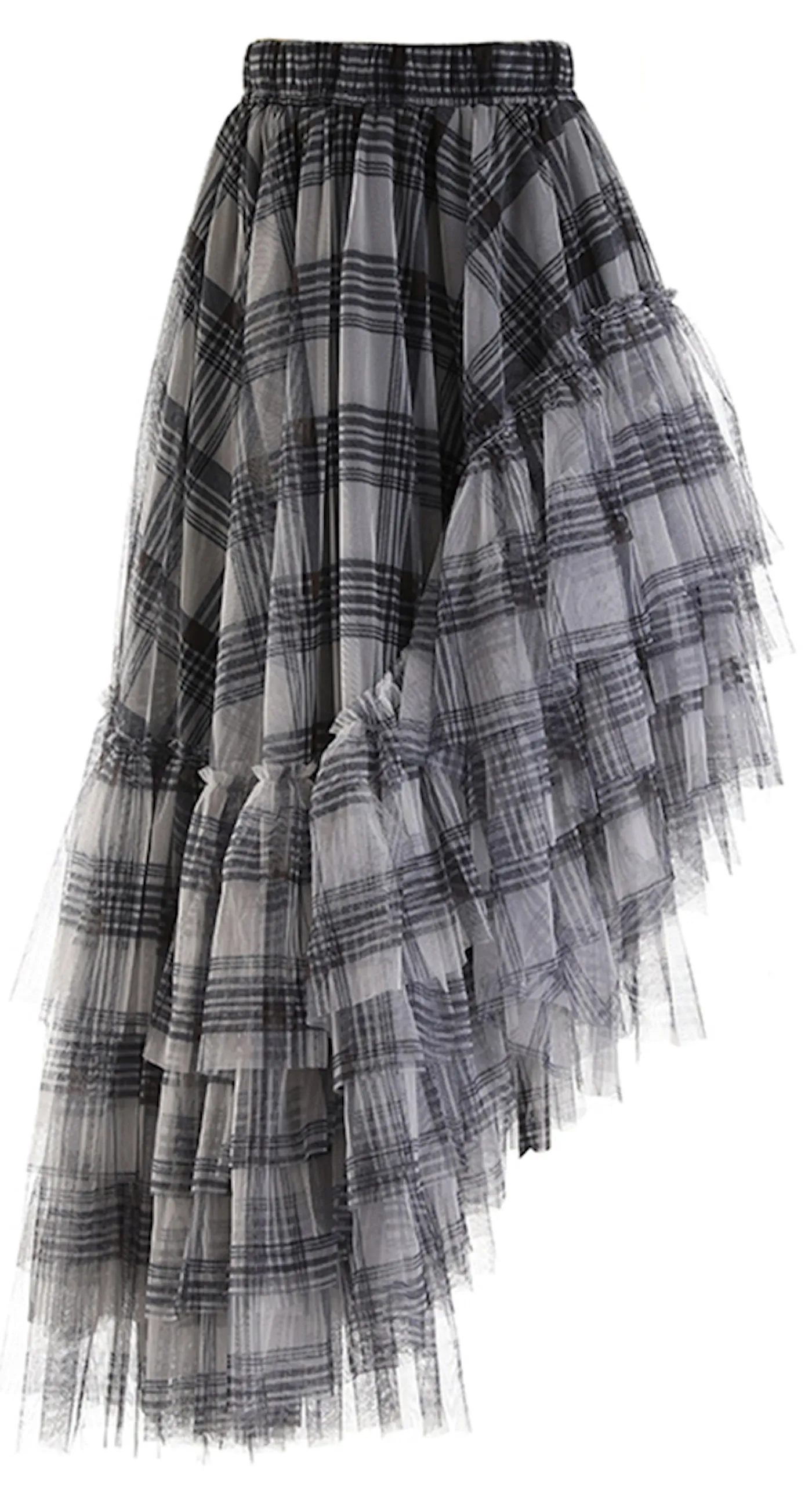 Plaid Tulle Statement Skirt