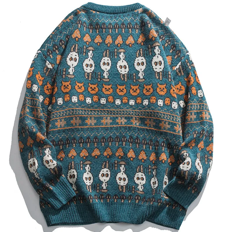 PopFlying Vintage Sweater Knitting Jacquard