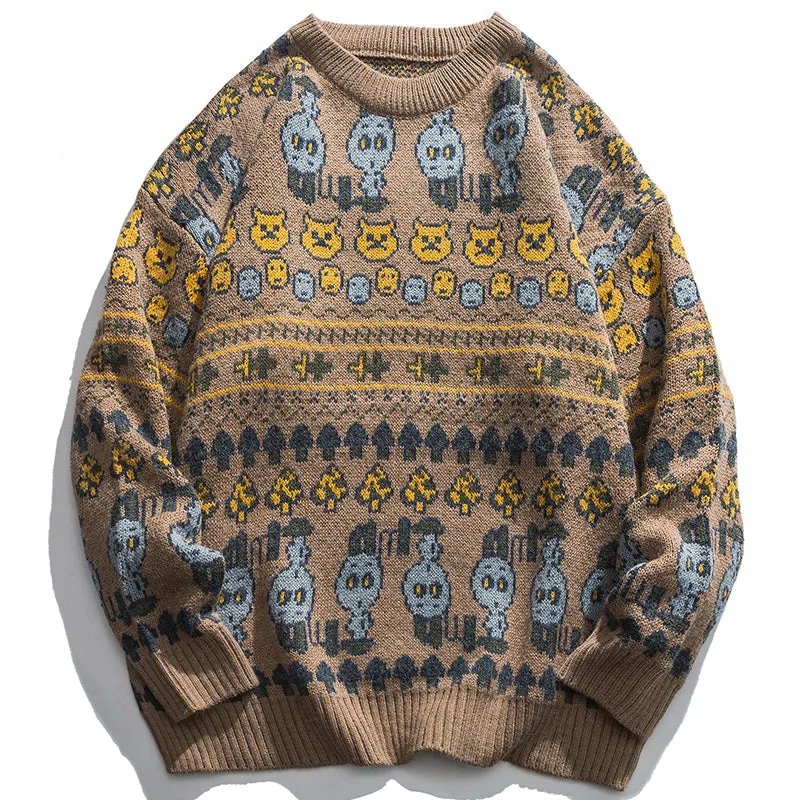 PopFlying Vintage Sweater Knitting Jacquard