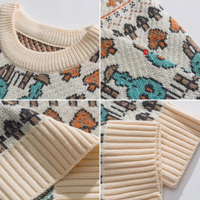 PopFlying Vintage Sweater Knitting Jacquard