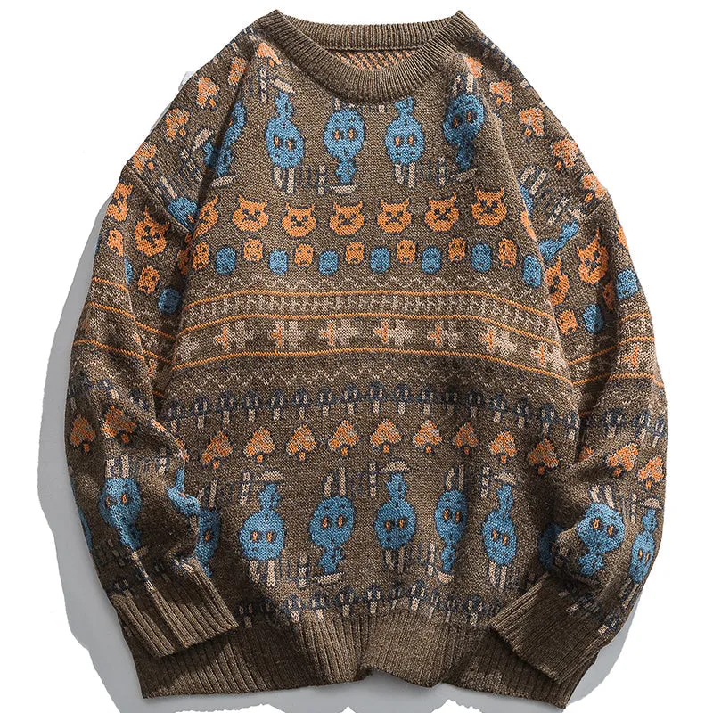 PopFlying Vintage Sweater Knitting Jacquard