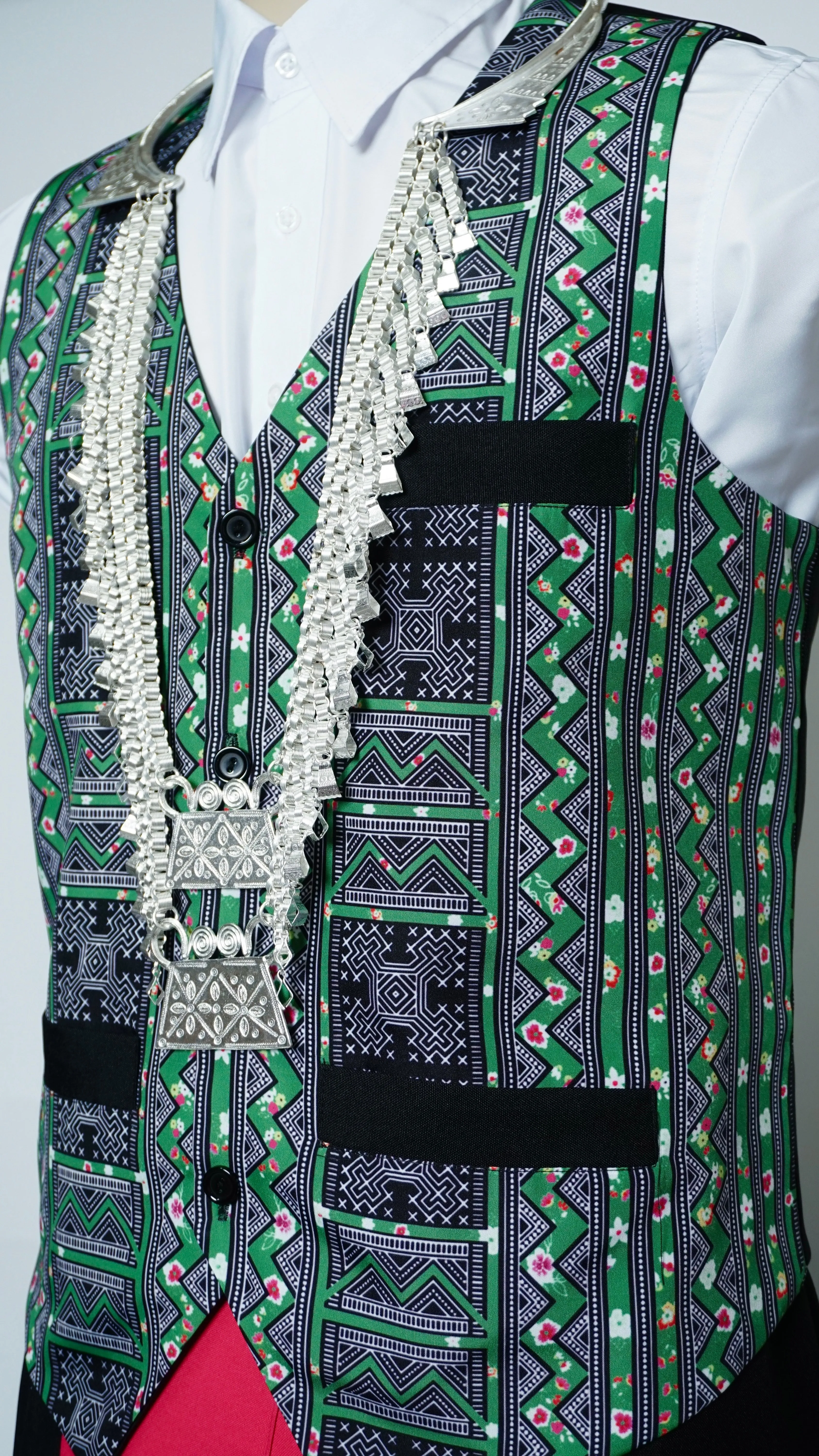 Printed Green Flower Vest