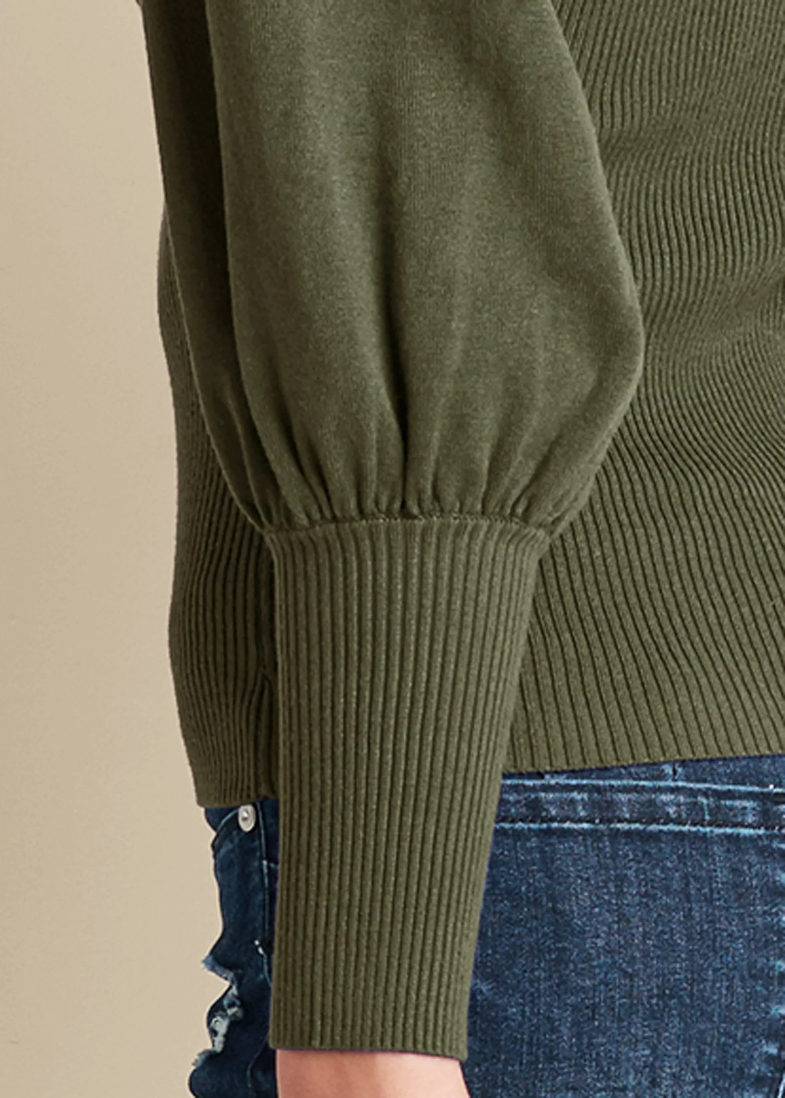 Puff Sleeve Sweater - Olive