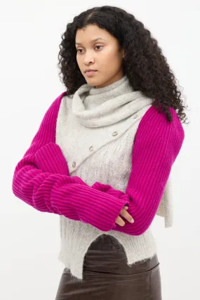 Purple Ribbed Knit Arm Warmers