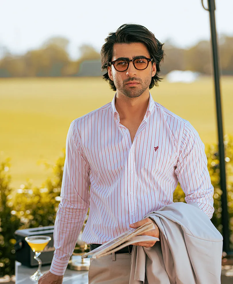 Red White Stripe Shirt (Slim / Modern Fit)