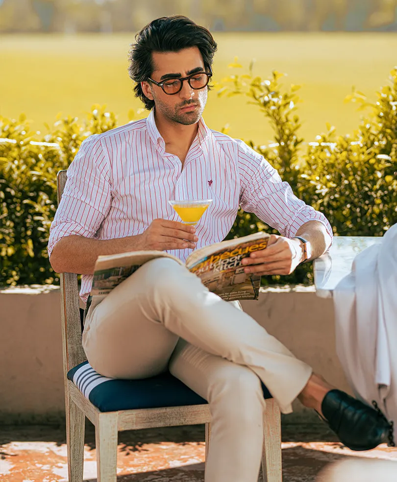 Red White Stripe Shirt (Slim / Modern Fit)