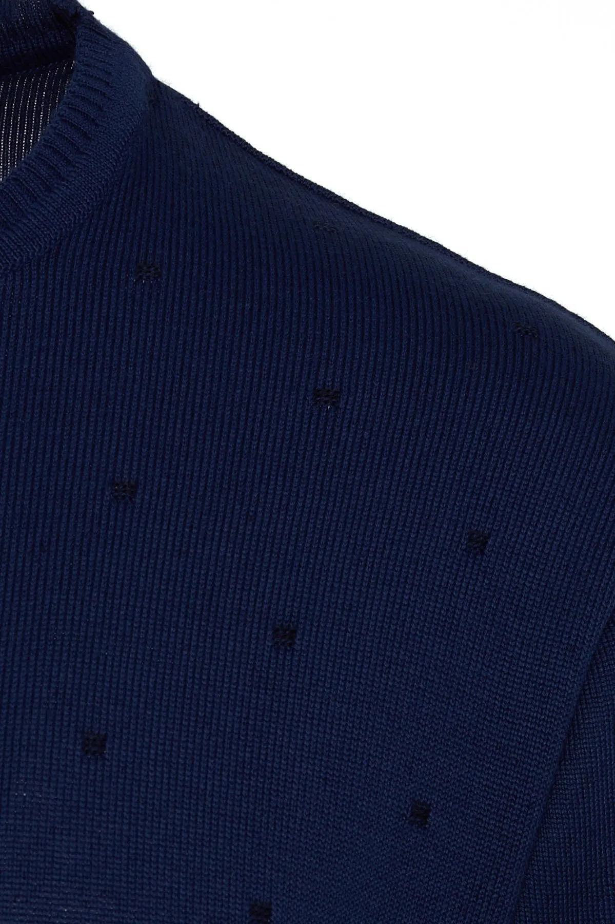 Regular Fit Indigo - Navy Wool Blend Crewneck Sweater