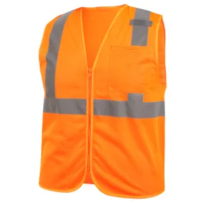 Revco VS2020-OR Orange ANSI Class 2 Standard Polyester Hi-Vis Safety Vest (1 Vest)