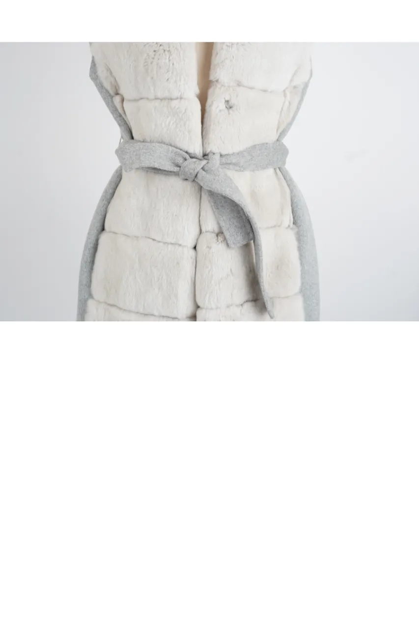 Reversible Fur Wrap Vest w/ Tie