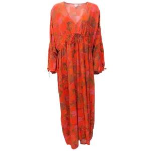 Rhode Red / Orange Silk Floral Maxi Dress