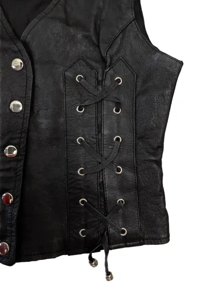 [S] Vintage Leather Lace-Up Vest