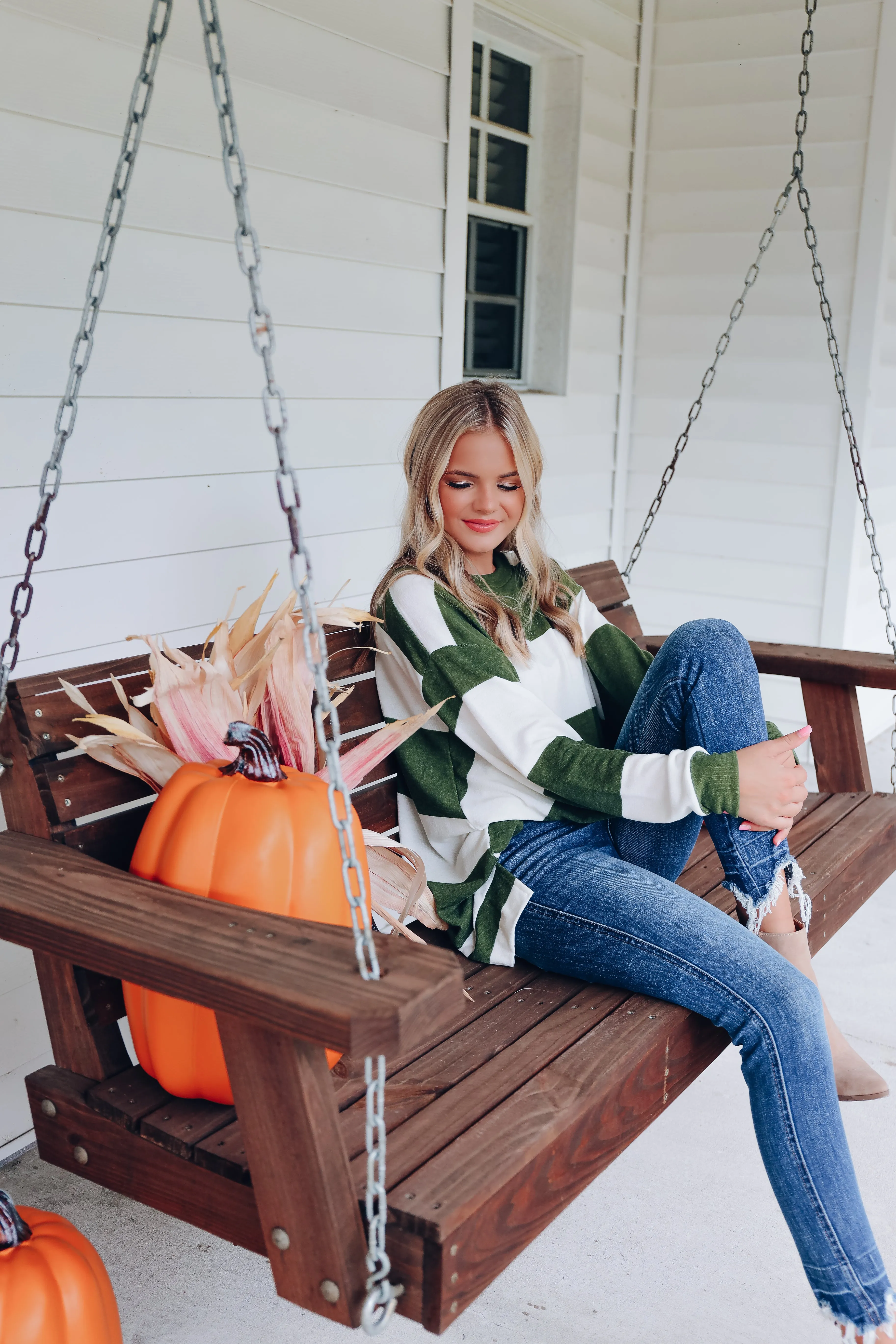 Sally Striped Everyday Top - Olive