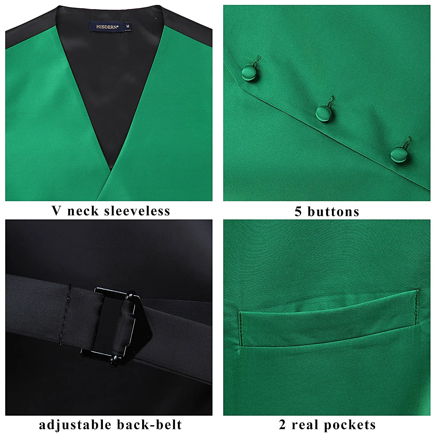 Solid 3pc Suit Vest Set - GREEN