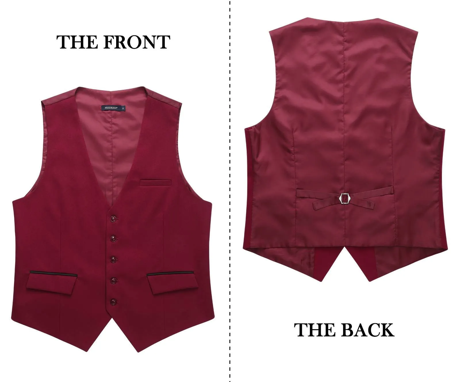 Solid Slim Suit Vest - H-RED