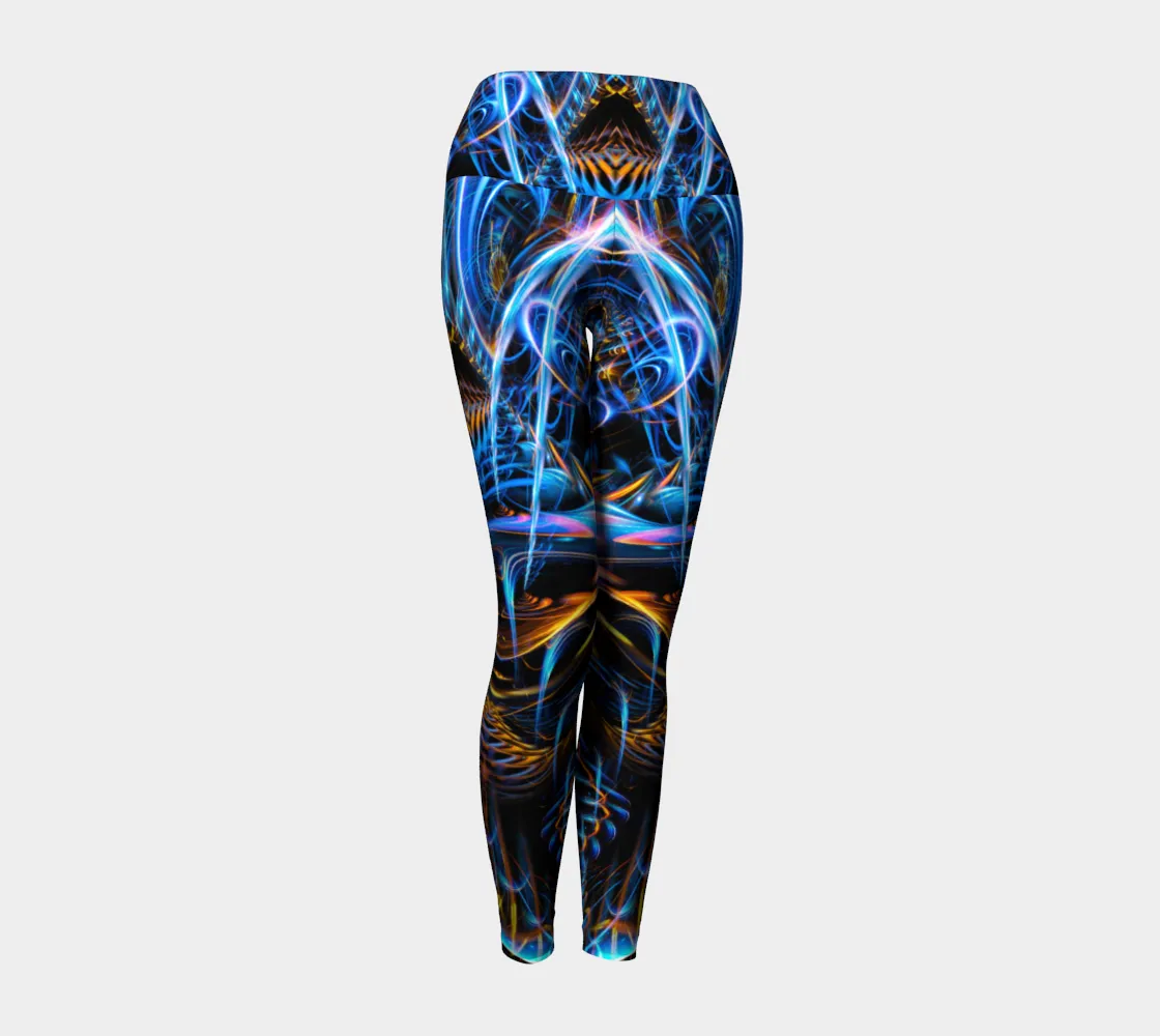 Sound Waves Over Dark High Waist Leggings