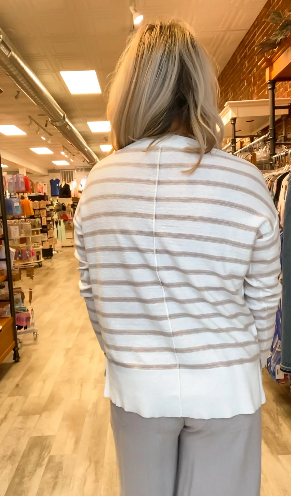 Spring Stripe Pullover Sweater | Taupe