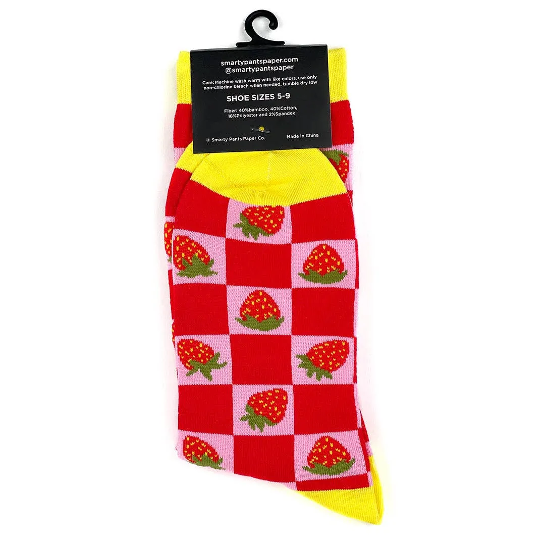 Strawberry Checker Crew Socks