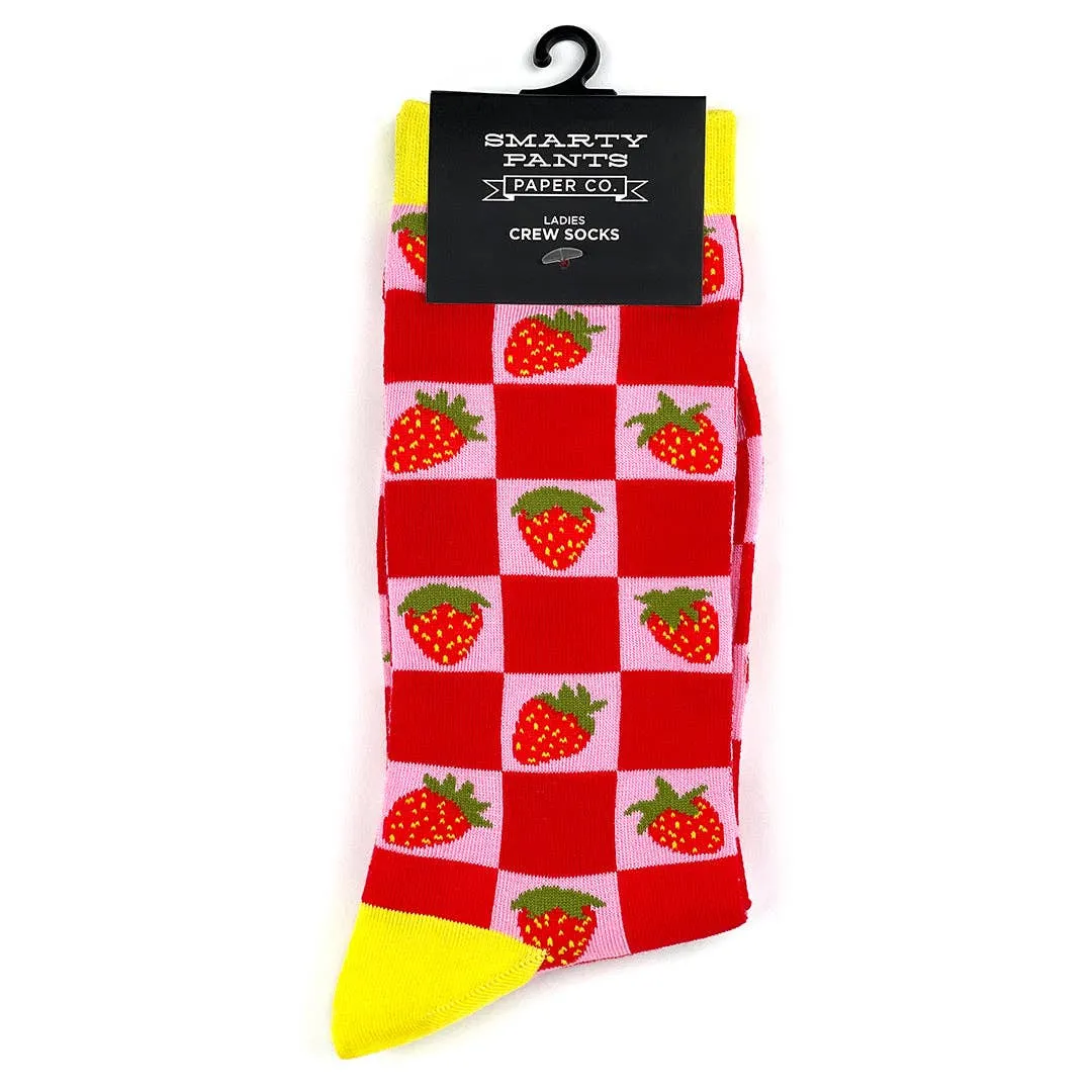 Strawberry Checker Crew Socks