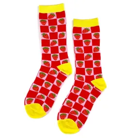 Strawberry Checker Crew Socks