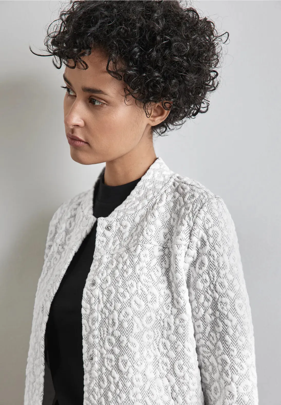 Street One Soft textured jacket with Leopard pattern . Grey