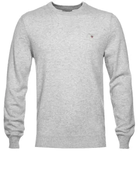 Super Fine Lambswool Crew Neck Sweater Light Grey Melange