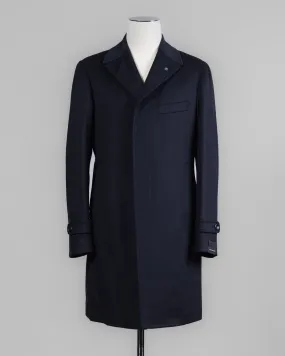 Tagliatore Single-Breasted Wool Overcoat / Navy