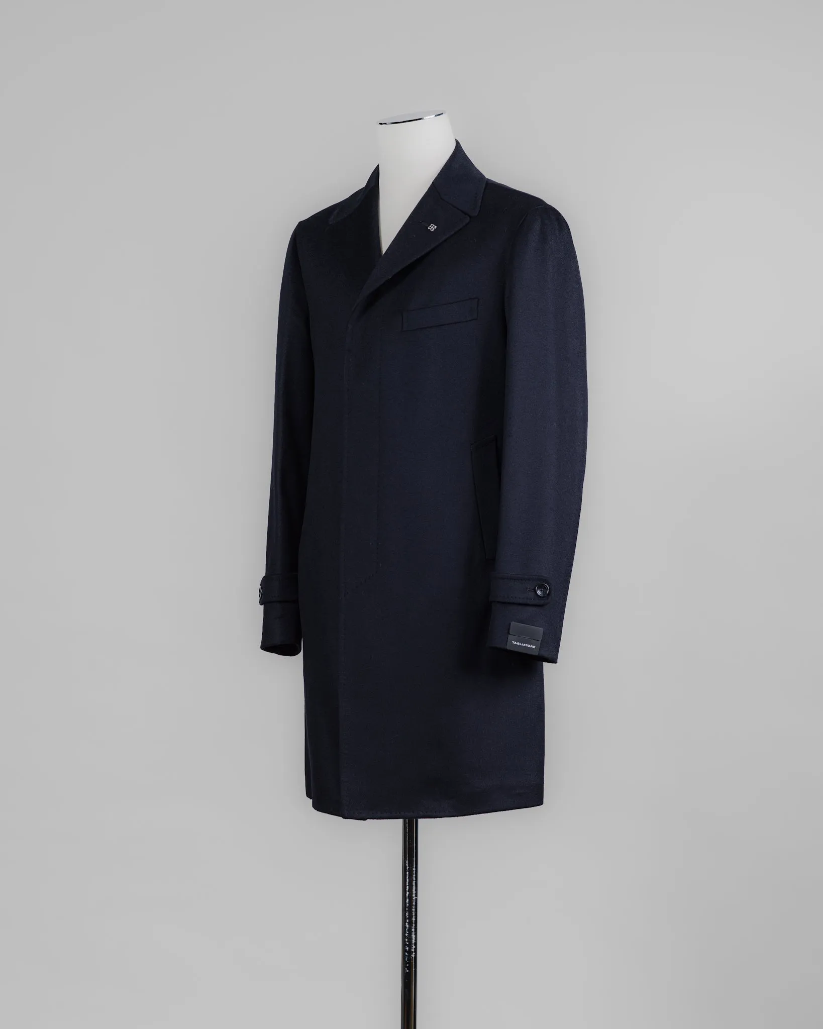 Tagliatore Single-Breasted Wool Overcoat / Navy