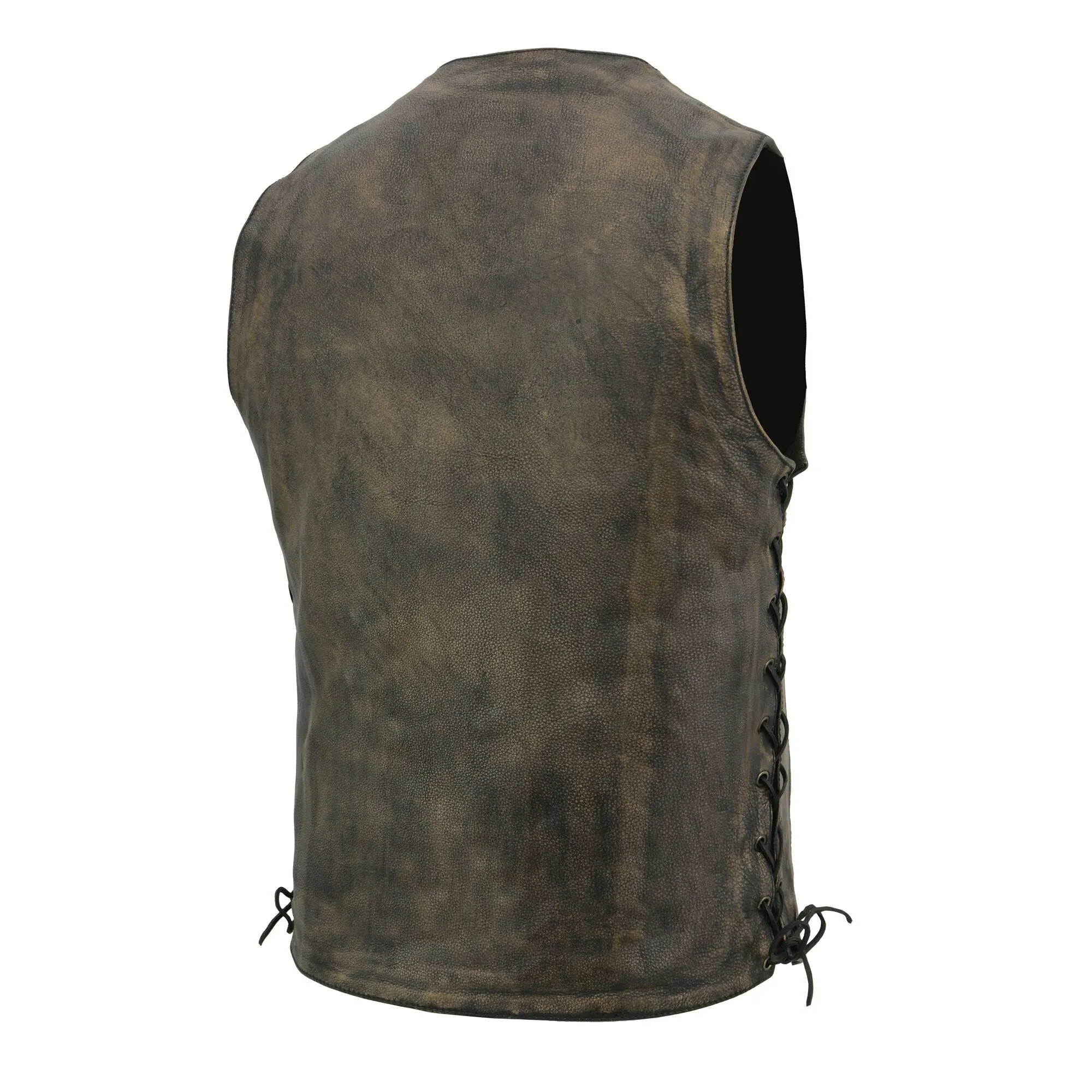 The "Austin" Distressed Brown Leather Vest