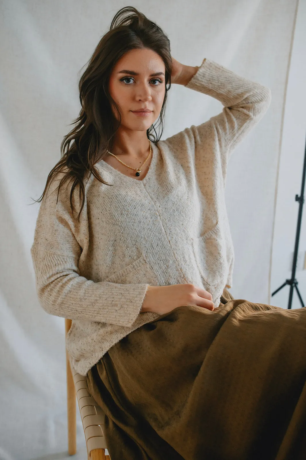 The Robin Pocket Sweater - Oatmeal