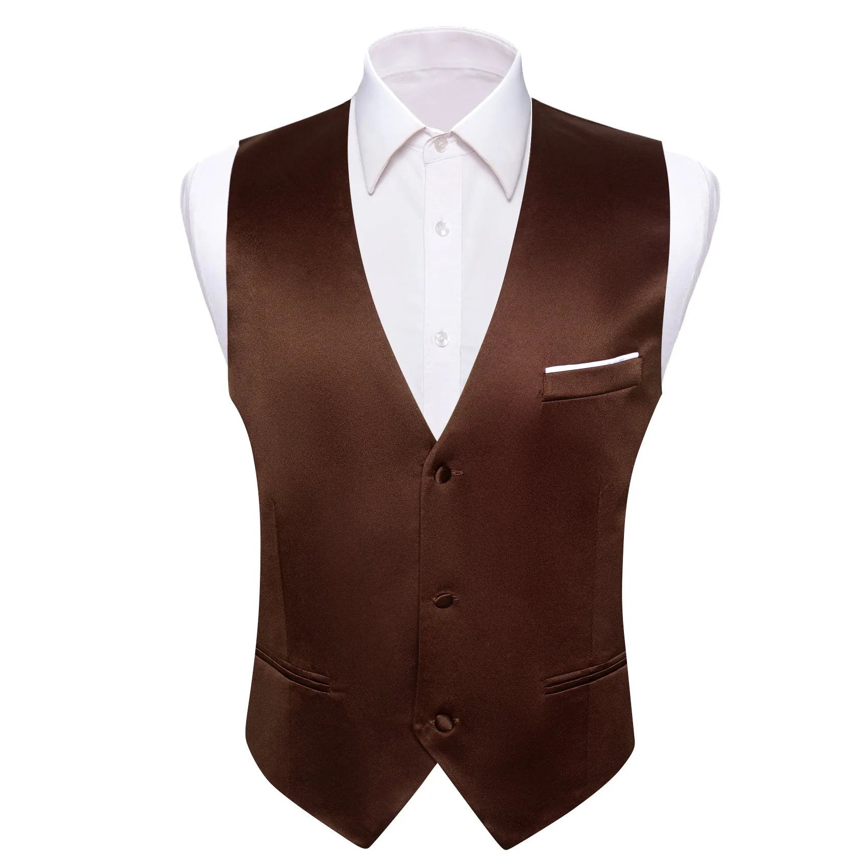 Ties2you Men's Vest Pecan Brown Solid Silk  Bow Tie Waistcoat Suit Set