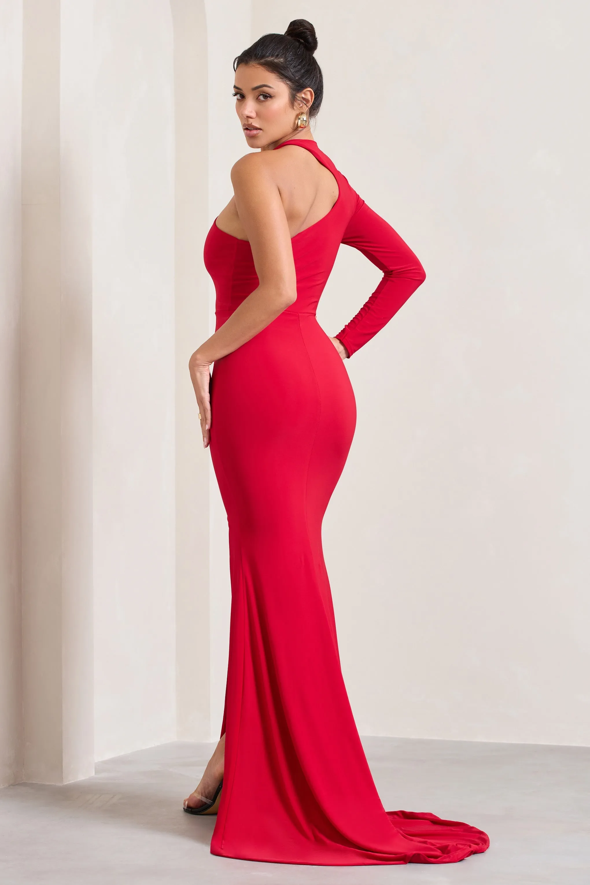 Toya | Red Asymmetric Split Maxi Dress