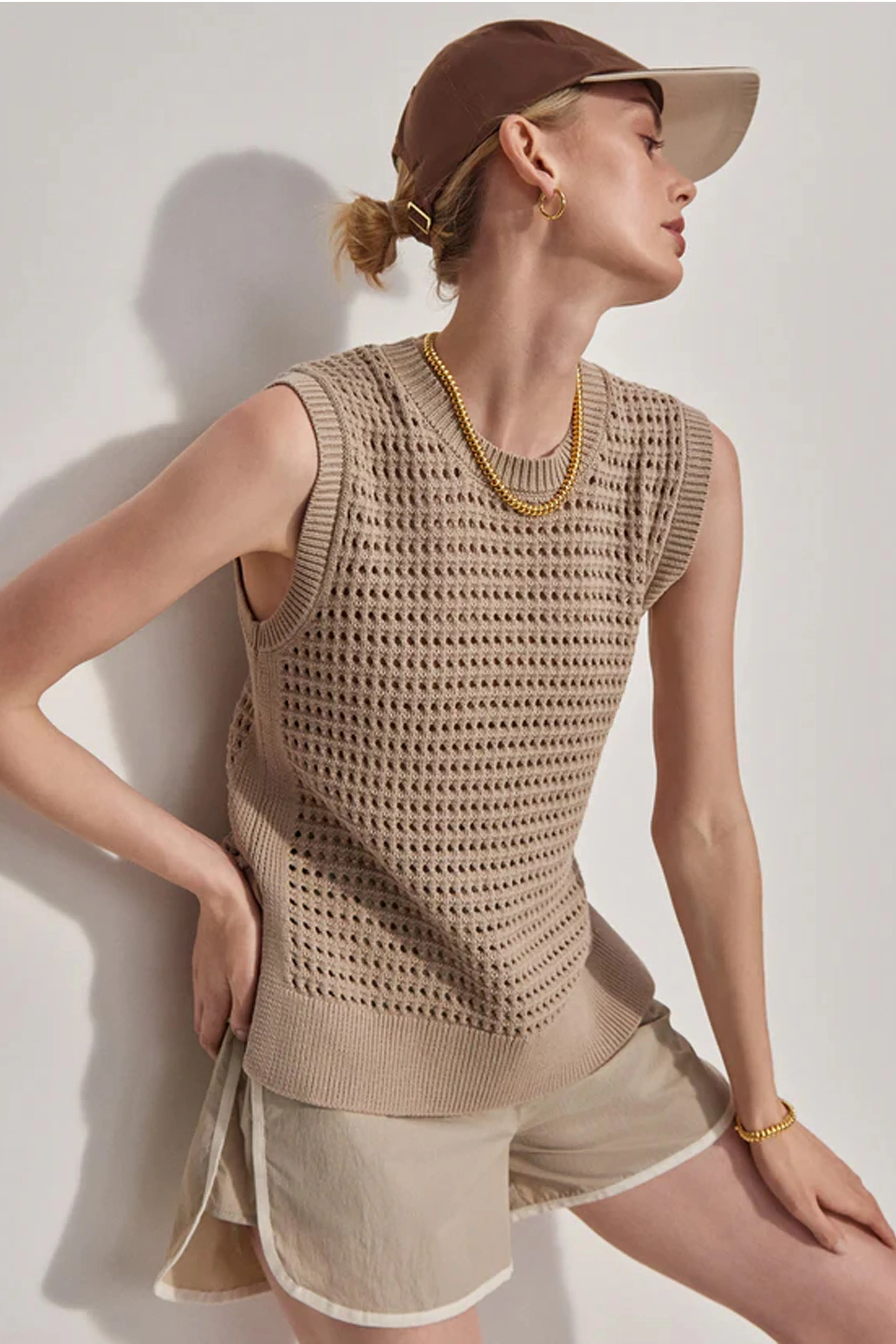 VARLEY | Darin Longline Knit Tank - Cashmere Stone