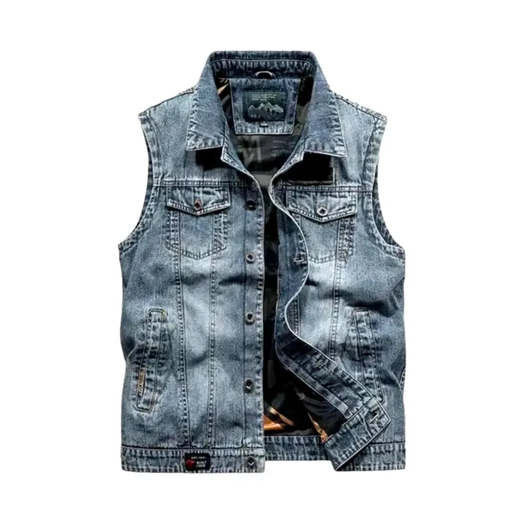 Vintage casual men's denim vest