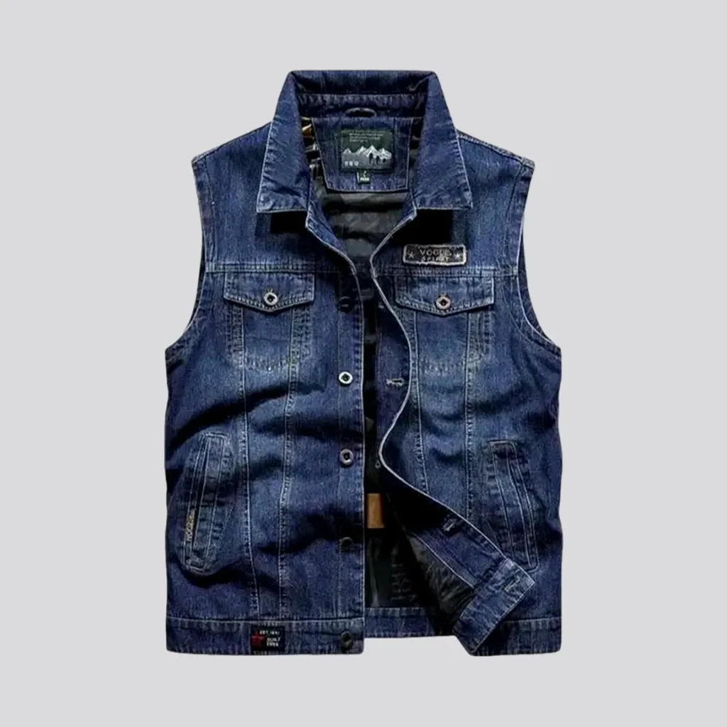 Vintage casual men's denim vest