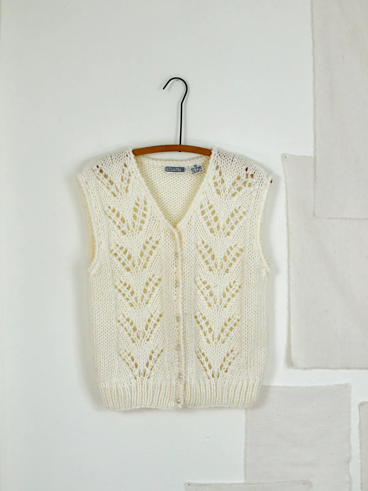 Vintage Crochet Pearl Button Sweater Vest