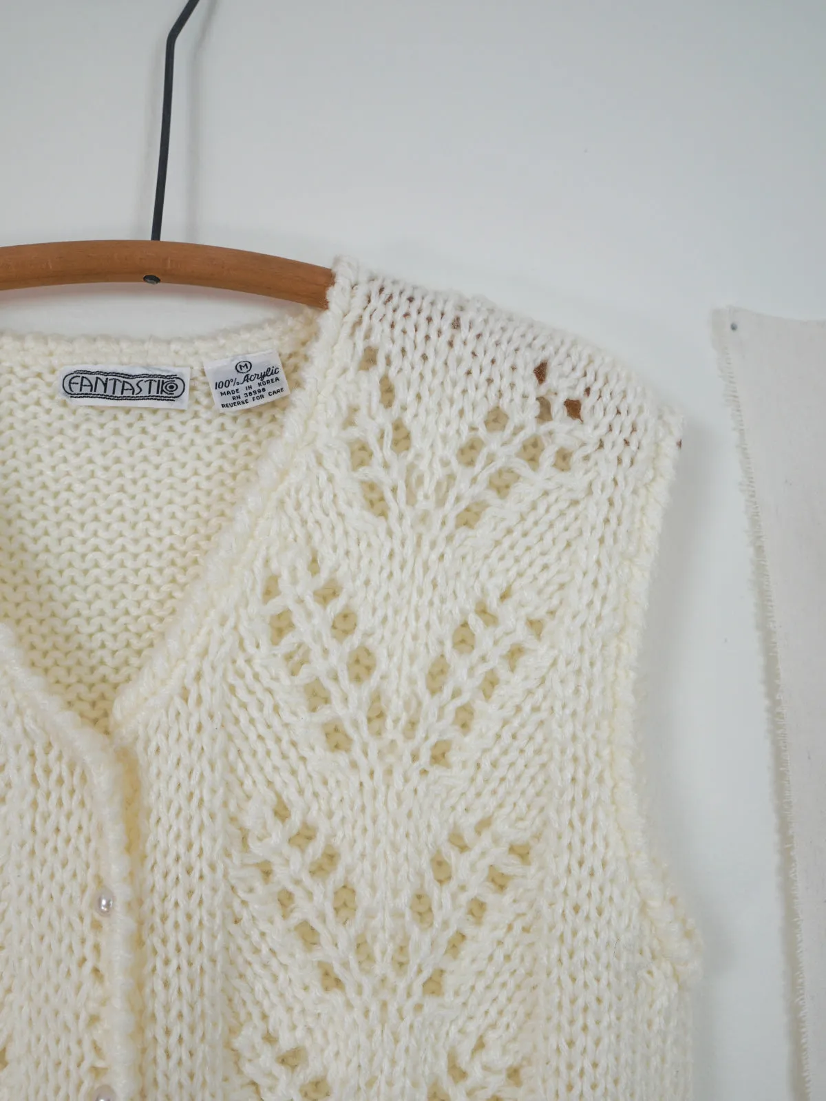 Vintage Crochet Pearl Button Sweater Vest