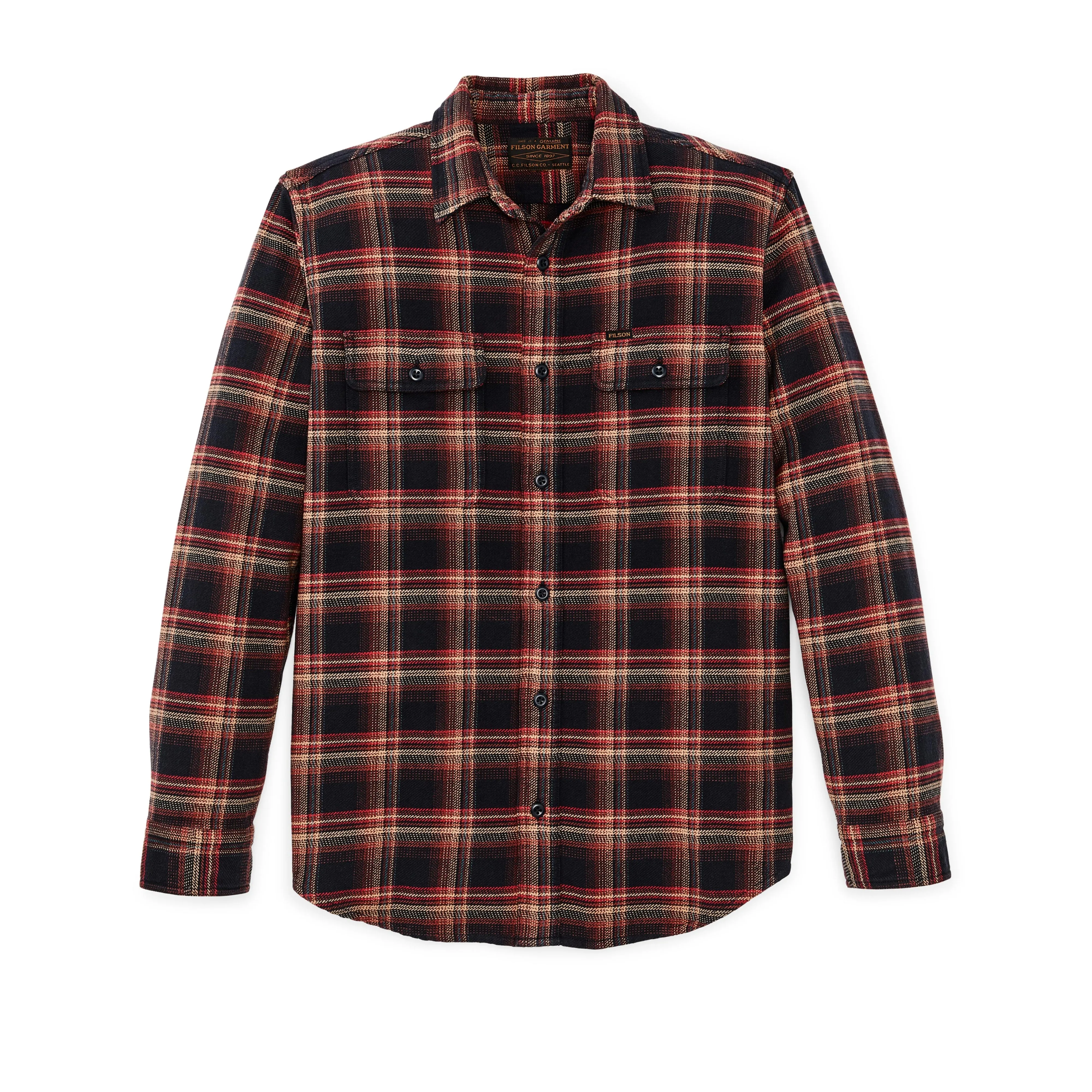 Vintage Flannel Work Shirt- Black/Rust/Multi Plaid