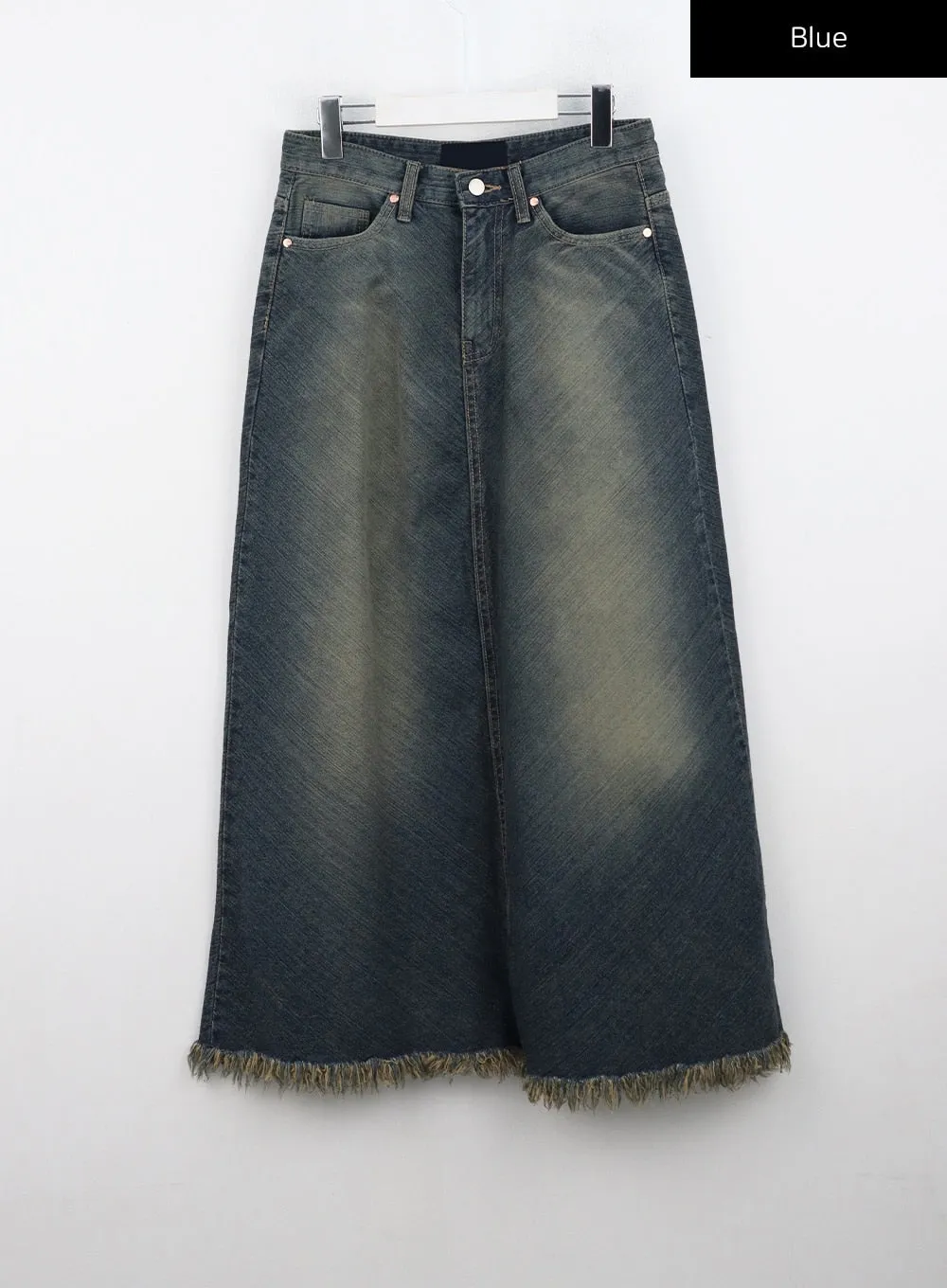 Washed Denim Maxi Skirt CN314